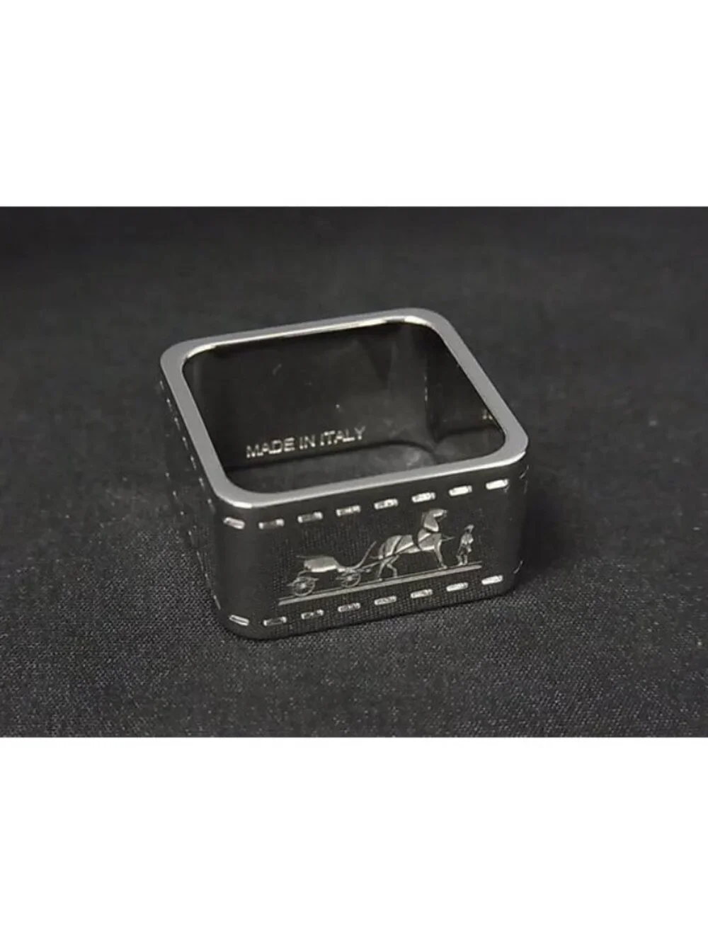 Hermes Bolduc Square Scarf Ring Closure Silver - Picture 1 of 3